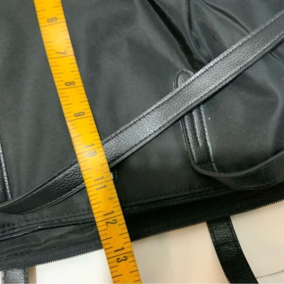 Botkier New York Bond Black Nylon XL Tote Vegan Leather Trim Zip Top Shoulder - Picture 11 of 13